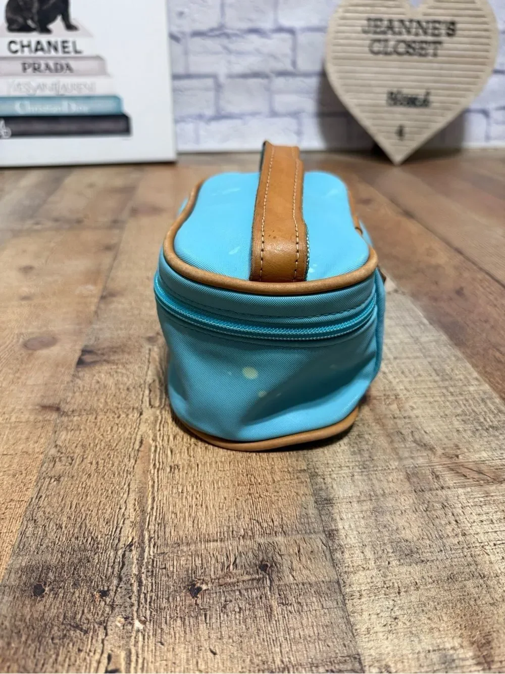 John Hart Mini Makeup Bag Case ocean blue coated canvas “payton”
